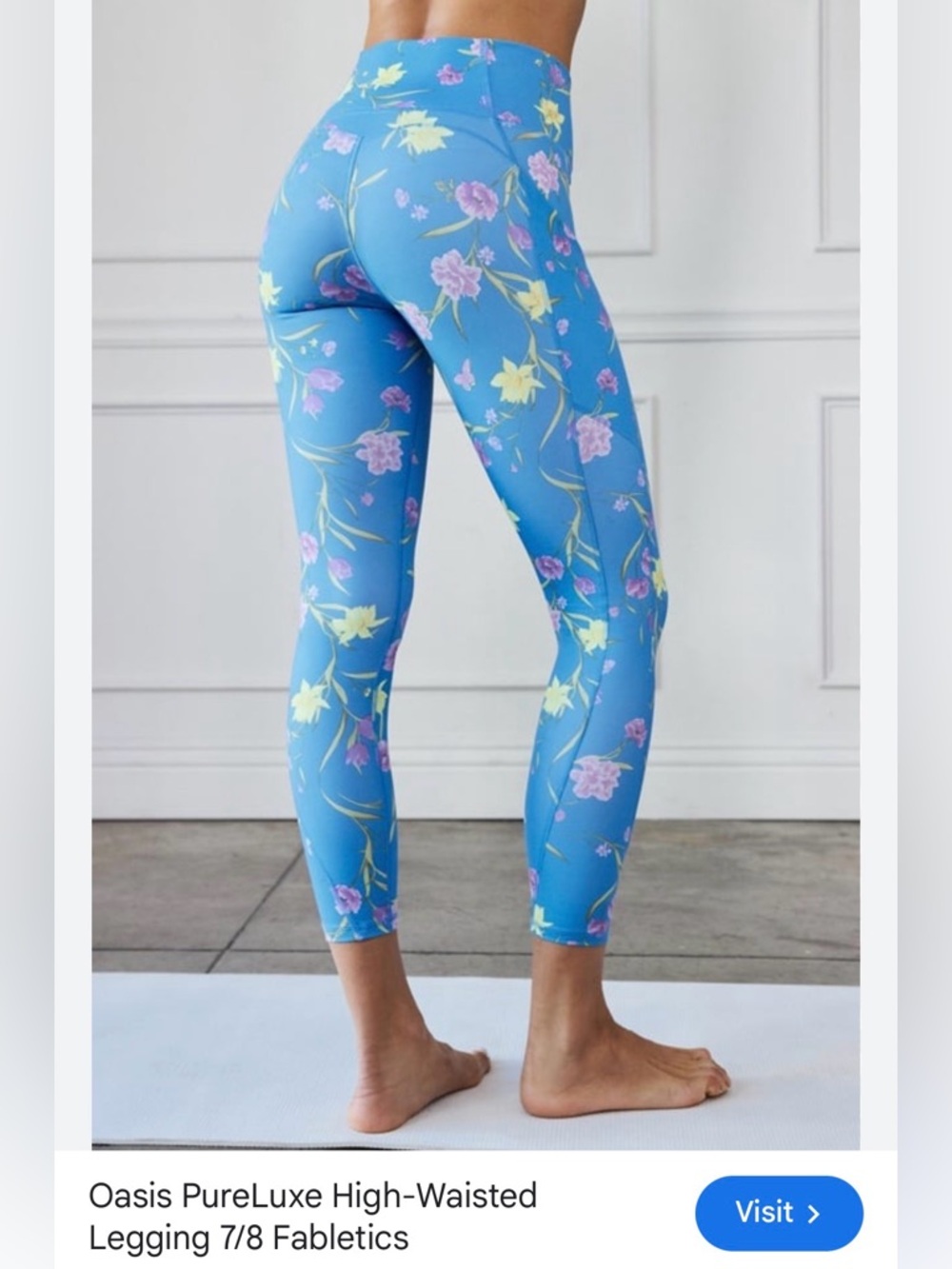 Fabletics medium Oasis PureLuxe High-Waisted Floral Leggings - Blue